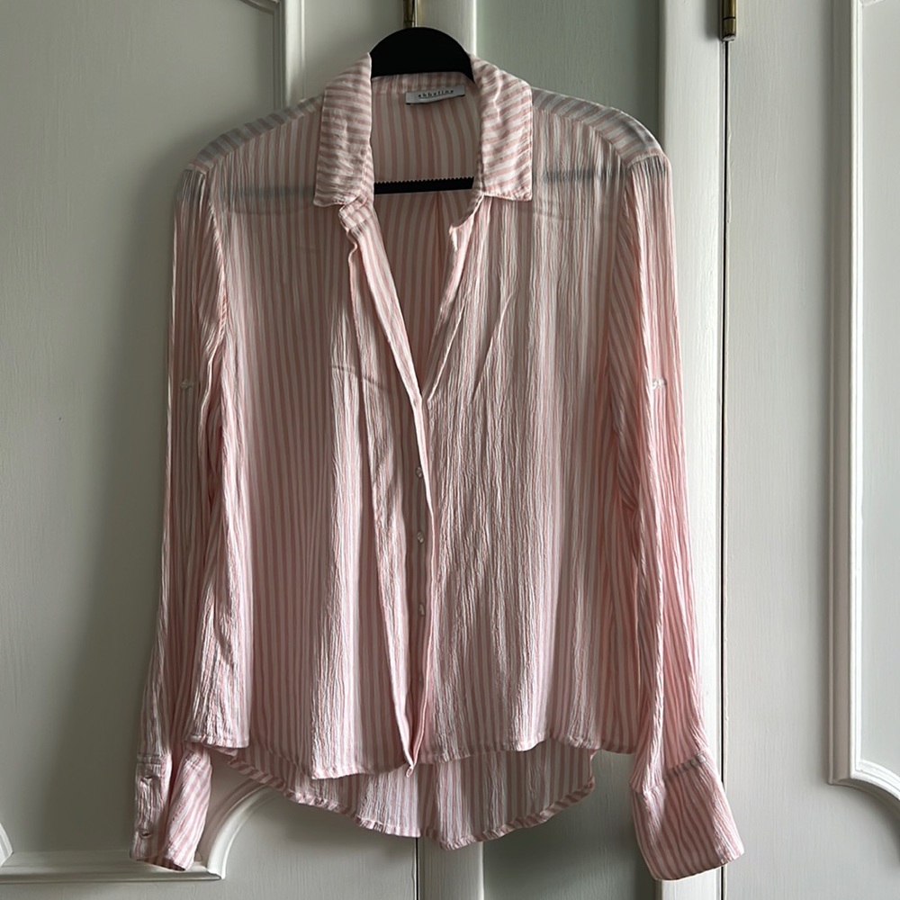 Pink and White Striped Button Down